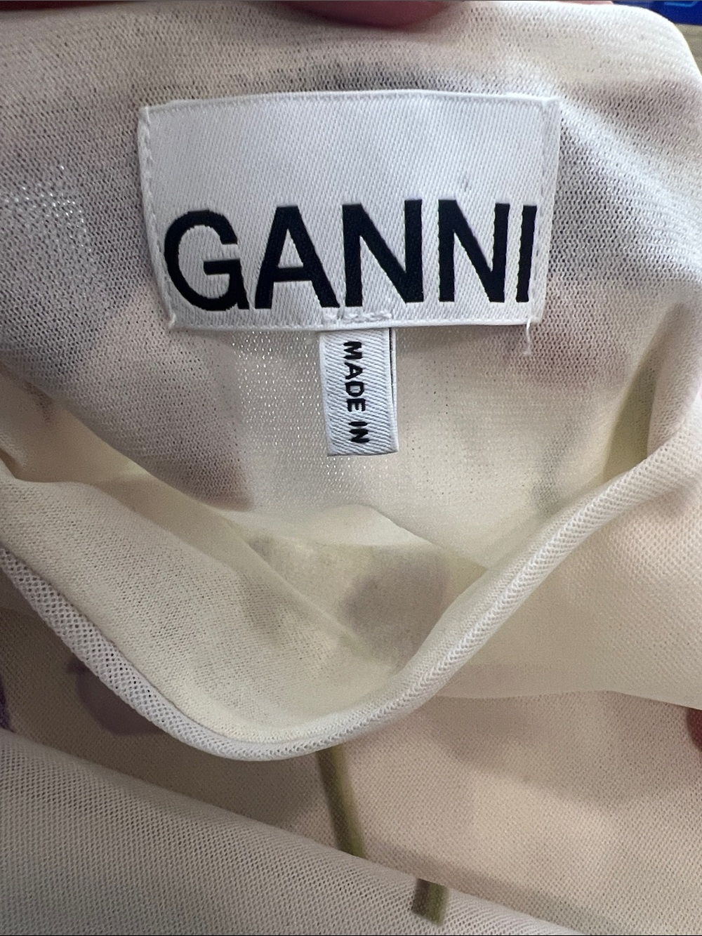 Ganni Cream Floral Mesh Dress RTM - Picture 9 of 10